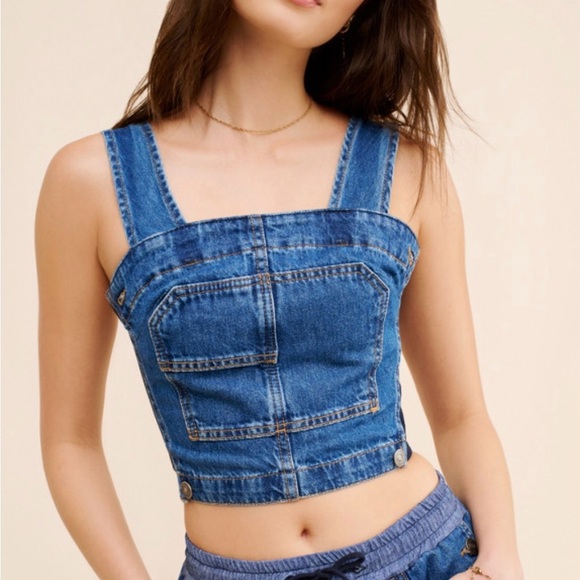 zero waste daniel Tops - Anthropologie Overall Denim Bustier size M zero waste Daniel
